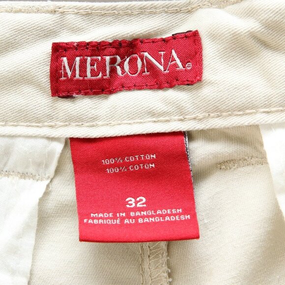 Merona Men's 100% Cotton Shorts Cream Golf Casual Summer Zip Fly - Picture 3 of 3